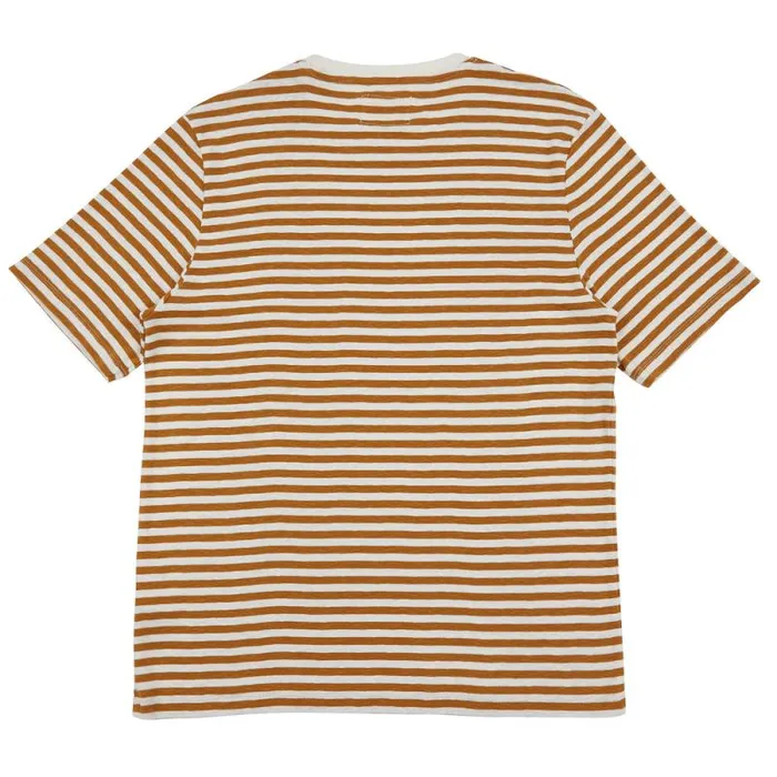 Folk Clothing TShirts Classic Stripe Tee 8211 Ochre Ecru 8211 Mens