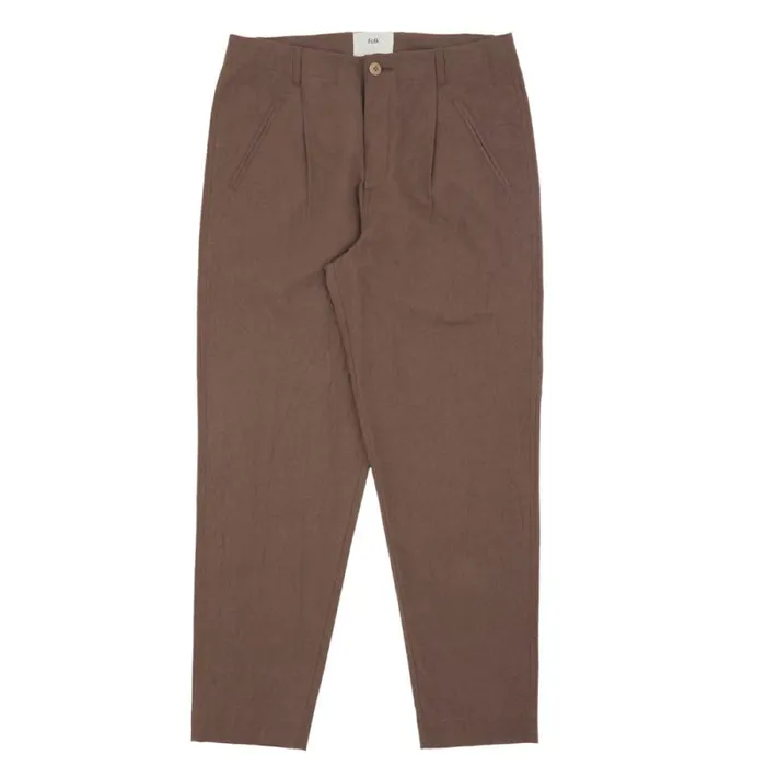 Folk Clothing Trousers Assembly Pant 8211 Ash Brown Crinkle 8211 Mens