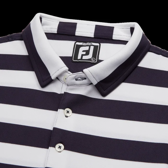 FootJoy Apparel WomenMen Rugby Stripe Pique Junior Navy White FootJoy Apparel WomenMen Rugby Stripe Pique Junior Navy White