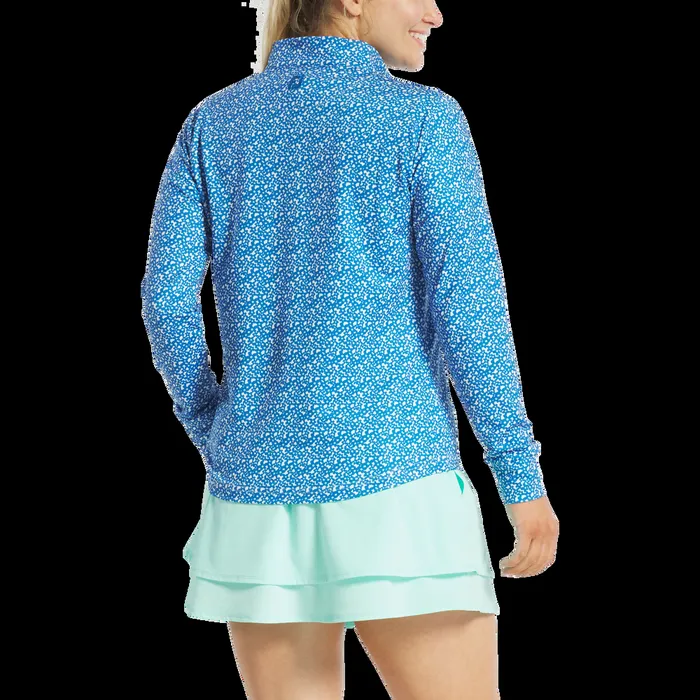 FootJoy Base MidLayers Women QuarterZip Floral MidLayer White Blue Aqua FootJoy Base MidLayers Women QuarterZip Floral MidLayer White Blue Aqua