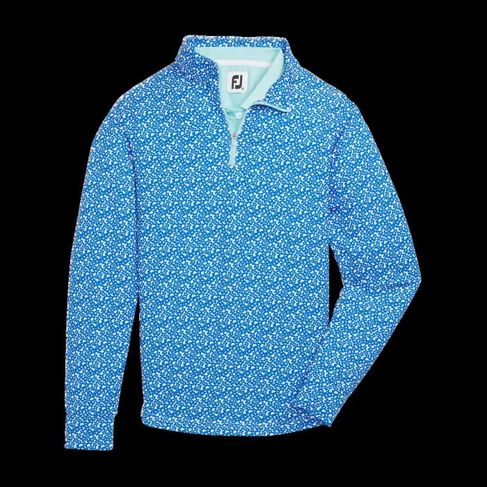 FootJoy Base MidLayers Women QuarterZip Floral MidLayer White Blue Aqua FootJoy Base MidLayers Women QuarterZip Floral MidLayer White Blue Aqua