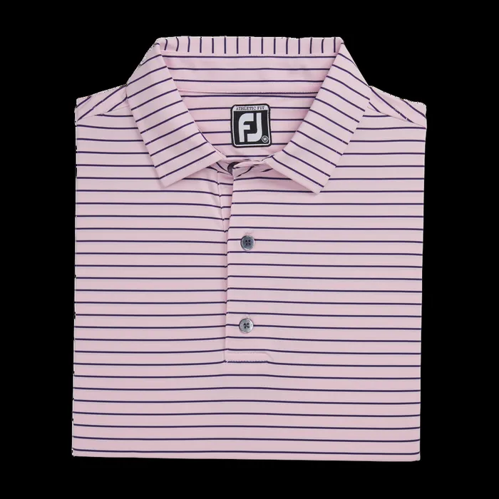 FootJoy Shirts Men Athletic Fit Classic Stripe Lisle Light Pink Navy