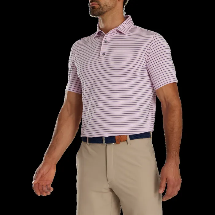 FootJoy Shirts Men Athletic Fit Classic Stripe Lisle Light Pink Navy FootJoy Shirts Men Athletic Fit Classic Stripe Lisle Light Pink Navy