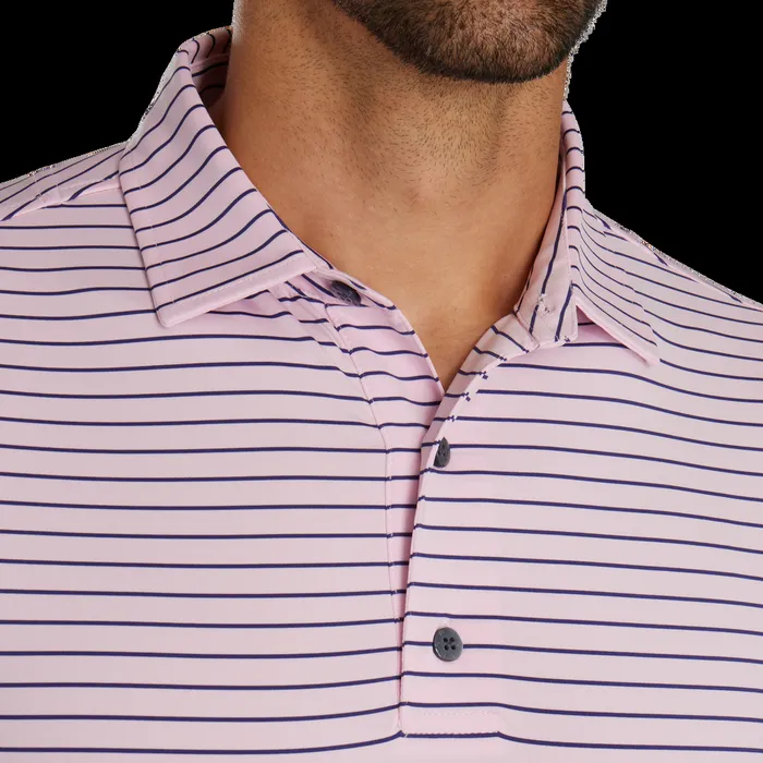 FootJoy Shirts Men Athletic Fit Classic Stripe Lisle Light Pink Navy FootJoy Shirts Men Athletic Fit Classic Stripe Lisle Light Pink Navy