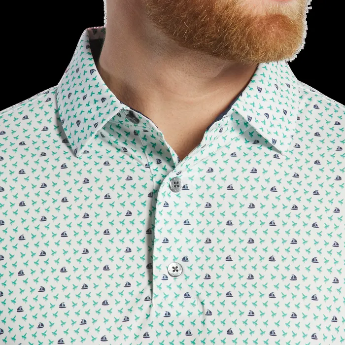 FootJoy Shirts Men Flying Wasp Lisle White Emerald Navy FootJoy Shirts Men Flying Wasp Lisle White Emerald Navy