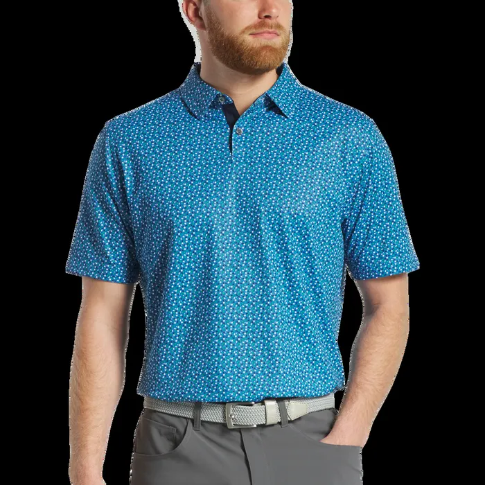 FootJoy Shirts Men Geometry Pique Blue Emerald Navy White