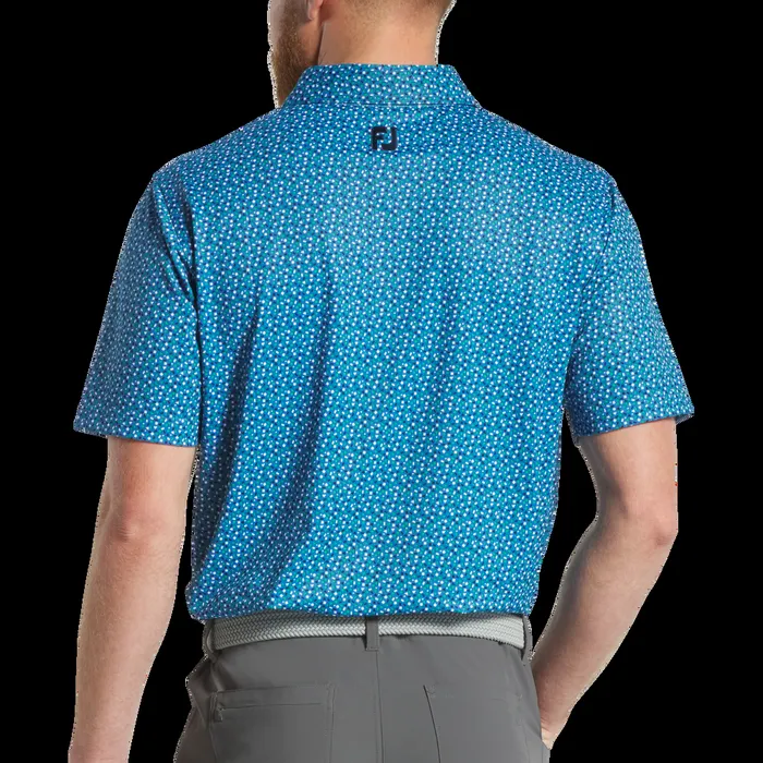 FootJoy Shirts Men Geometry Pique Blue Emerald Navy White