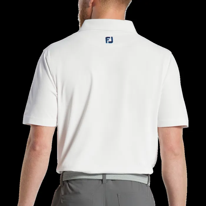 FootJoy Shirts Men Solid Pique Floral Trim White Blue Floral