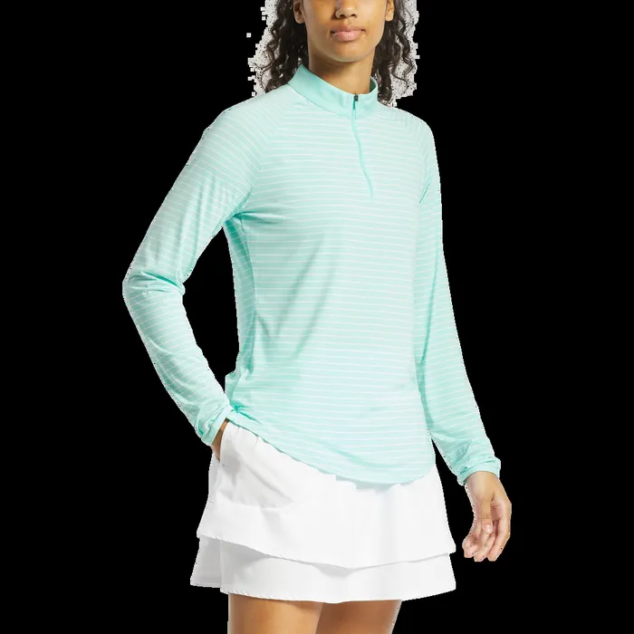 FootJoy Shirts Women QuarterZip Long Sleeve Sun Protection Aqua