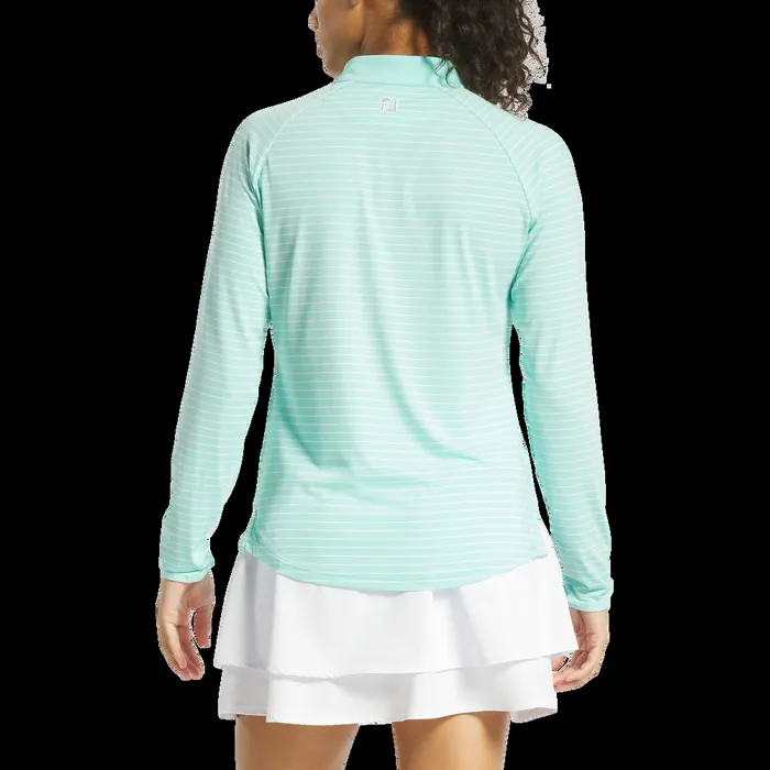 FootJoy Shirts Women QuarterZip Long Sleeve Sun Protection Aqua