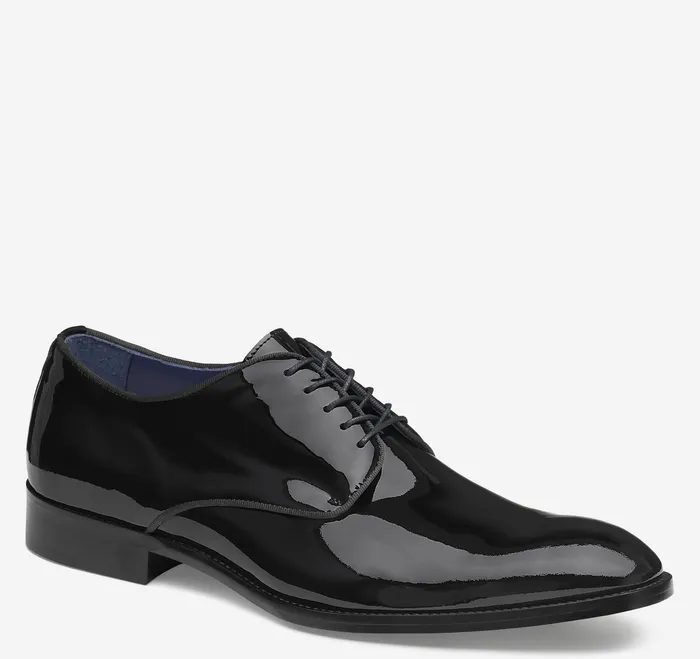 Formal Shoes Men Kinser Plain Toe Black Italian Patent Calfskin Johnston and Murphy
