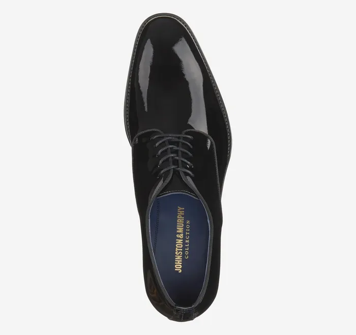 Formal Shoes Men Kinser Plain Toe Black Italian Patent Calfskin Johnston and Murphy