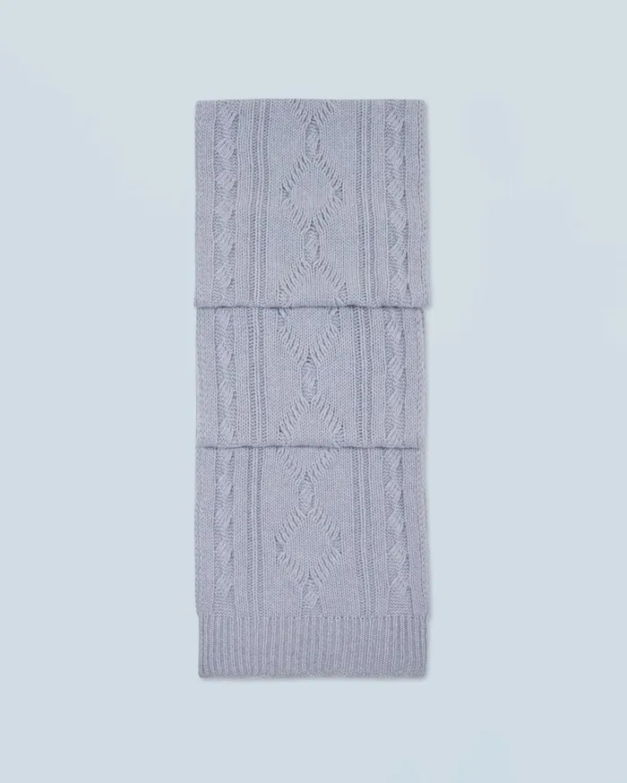 From Future Cashmere Scarves and Collars Fringed Cable Scarf Gray Stone