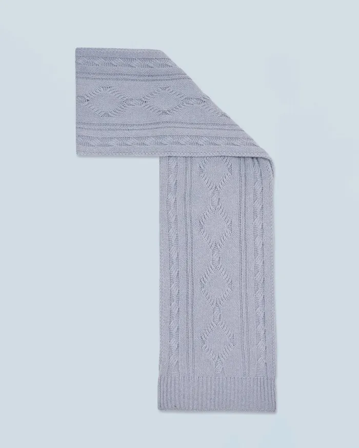 From Future Cashmere Scarves and Collars Fringed Cable Scarf Gray Stone