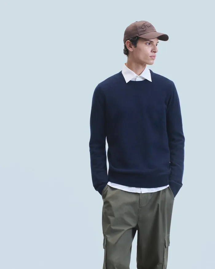 From Future Cashmere Sweaters Men Basic Crewneck Sweater Dark Red