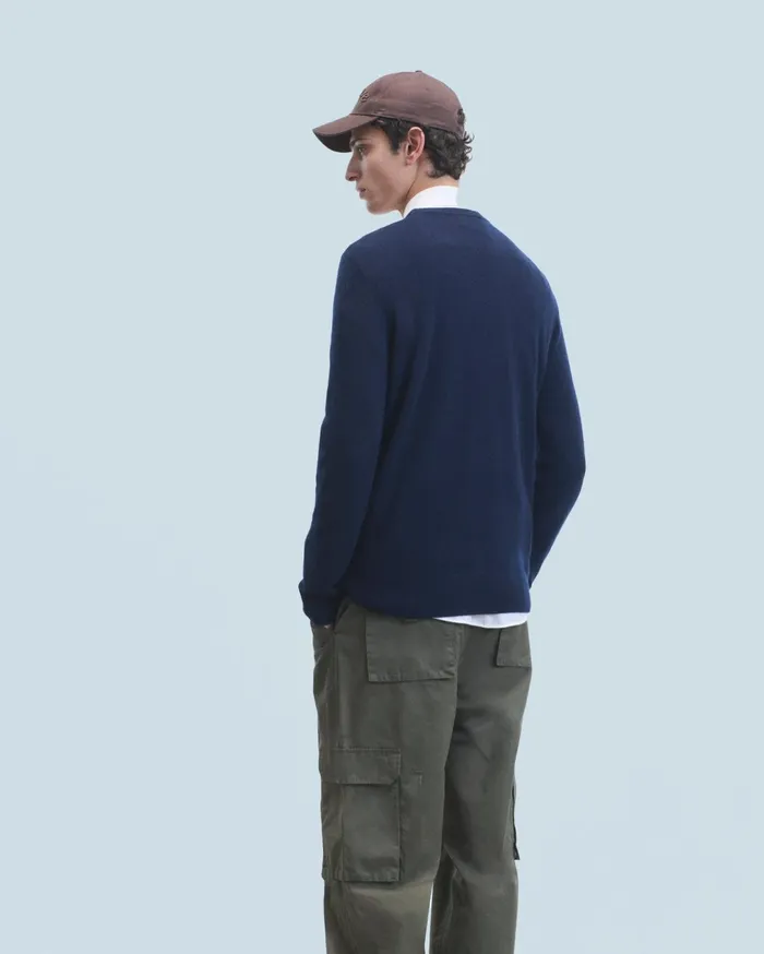 From Future Cashmere Sweaters Men Basic Crewneck Sweater Dark Red