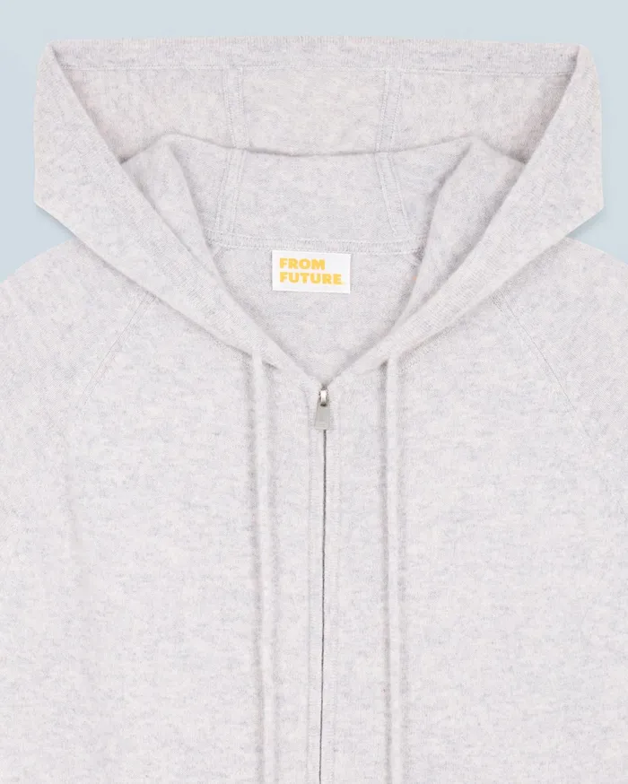 From Future Cashmere Sweaters Men Basic ZipUp Hoodie Light Heather Gray