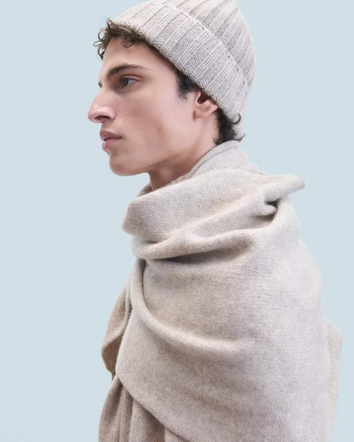 From Future Cashmere Sweaters Men Twisted Turtleneck Sweater Heather Beige