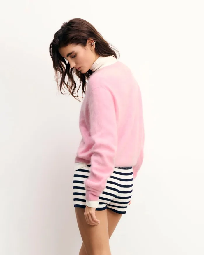 From Future Cashmere Sweaters Women Brushed Crewneck Sweater Navy