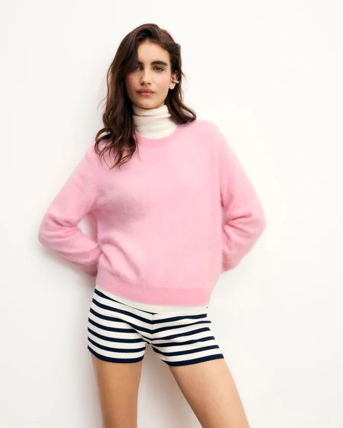From Future Cashmere Sweaters Women Brushed Crewneck Sweater Navy