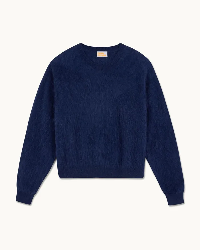 From Future Cashmere Sweaters Women Brushed Crewneck Sweater Navy