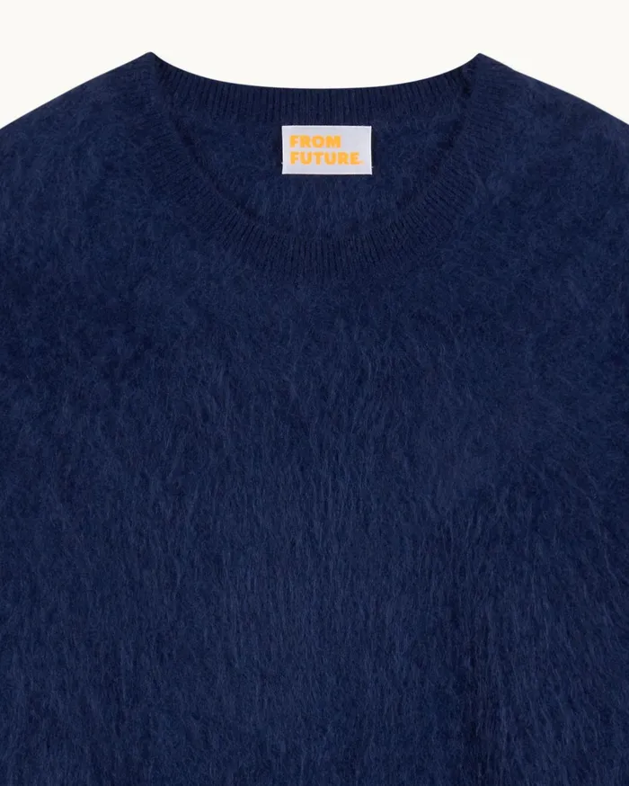 From Future Cashmere Sweaters Women Brushed Crewneck Sweater Navy