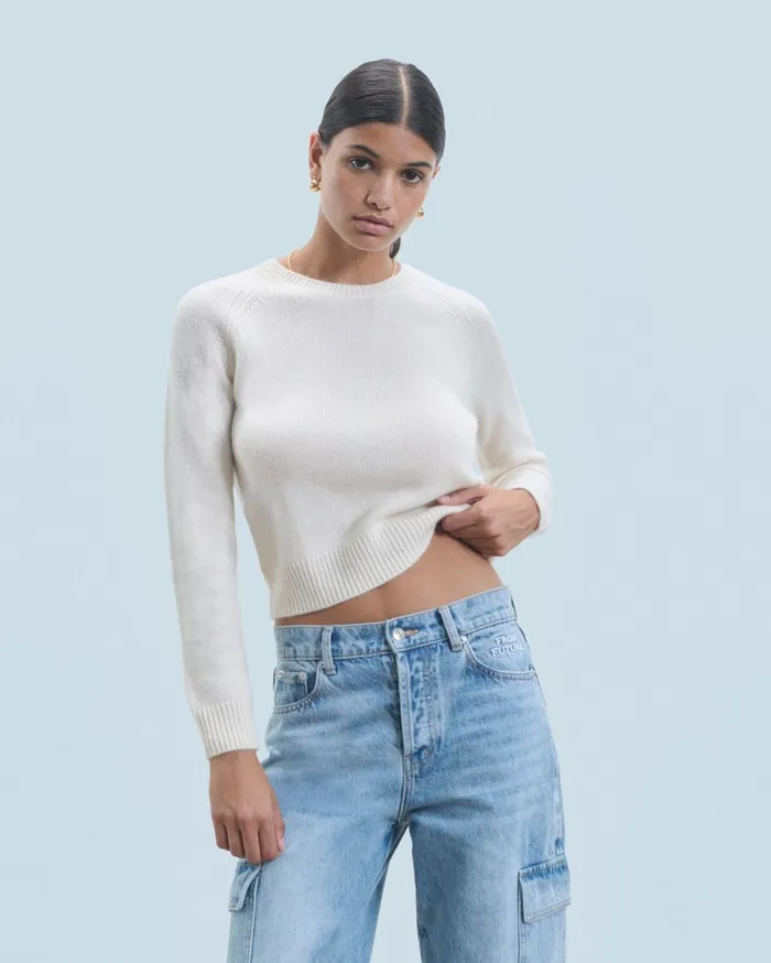 From Future Cashmere Sweaters Women Crewneck Raglan Sweater Black