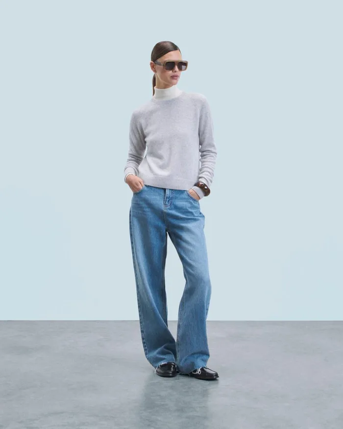 From Future Cashmere Sweaters Women Light Crewneck Sweater Light Heather Gray