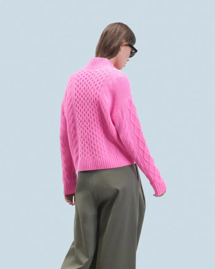From Future Cashmere Sweaters Women Mock Neck Sweater Dreamy Pink