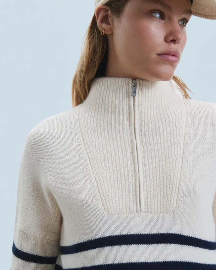 From Future Cashmere Sweaters Women Quarter Zip Marinire Sweater White