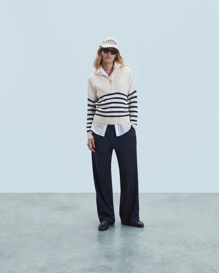 From Future Cashmere Sweaters Women Quarter Zip Marinire Sweater White
