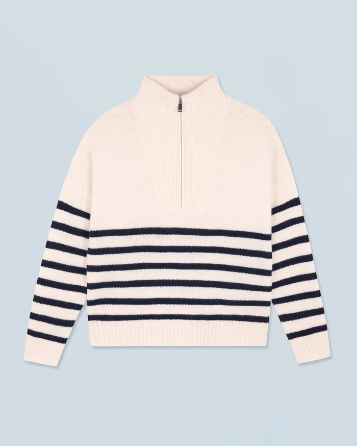 From Future Cashmere Sweaters Women Quarter Zip Marinire Sweater White