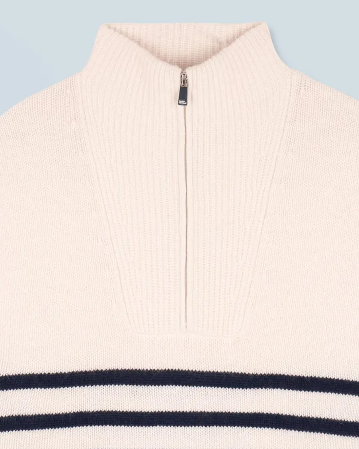 From Future Cashmere Sweaters Women Quarter Zip Marinire Sweater White