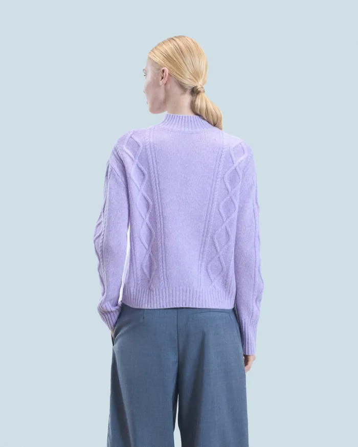 From Future Cashmere Sweaters Women Twisted Mock Neck Sweater Lilac