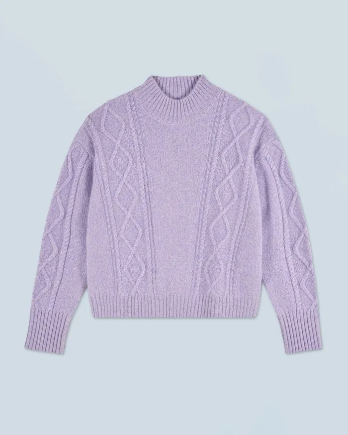 From Future Cashmere Sweaters Women Twisted Mock Neck Sweater Lilac