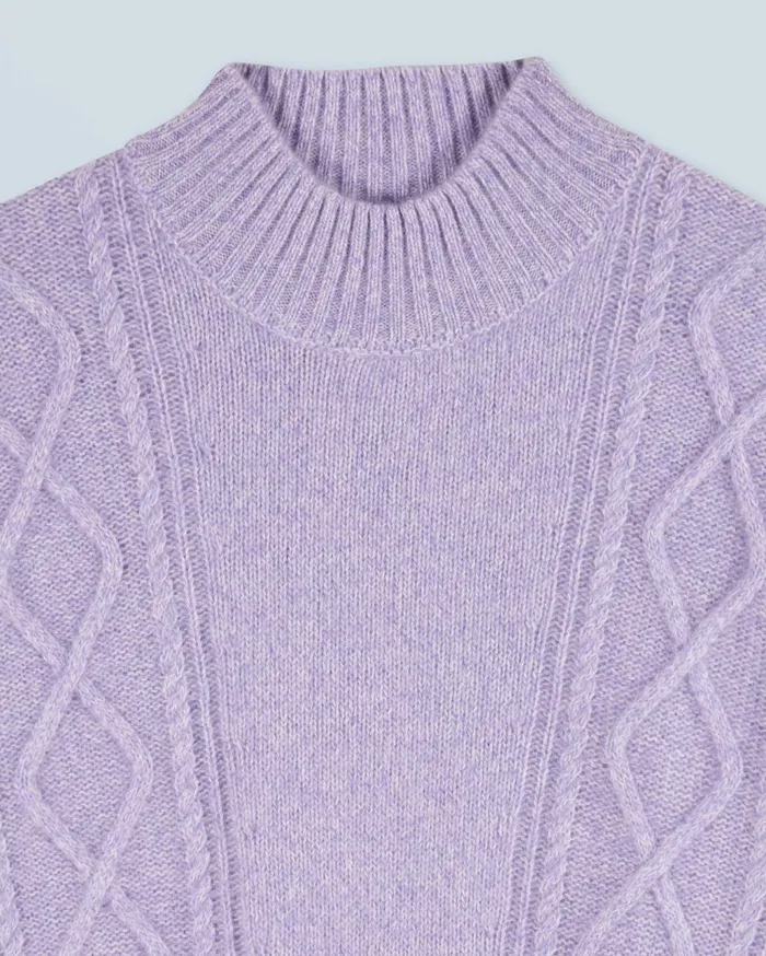 From Future Cashmere Sweaters Women Twisted Mock Neck Sweater Lilac