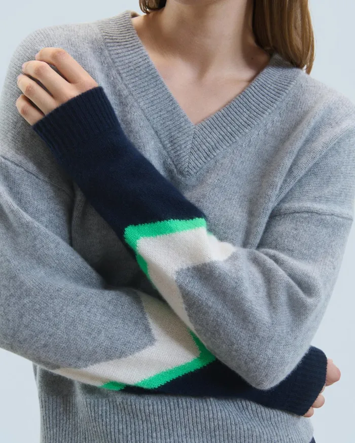 From Future Cashmere Sweaters Women VNeck Sweater Dark Heather Gray