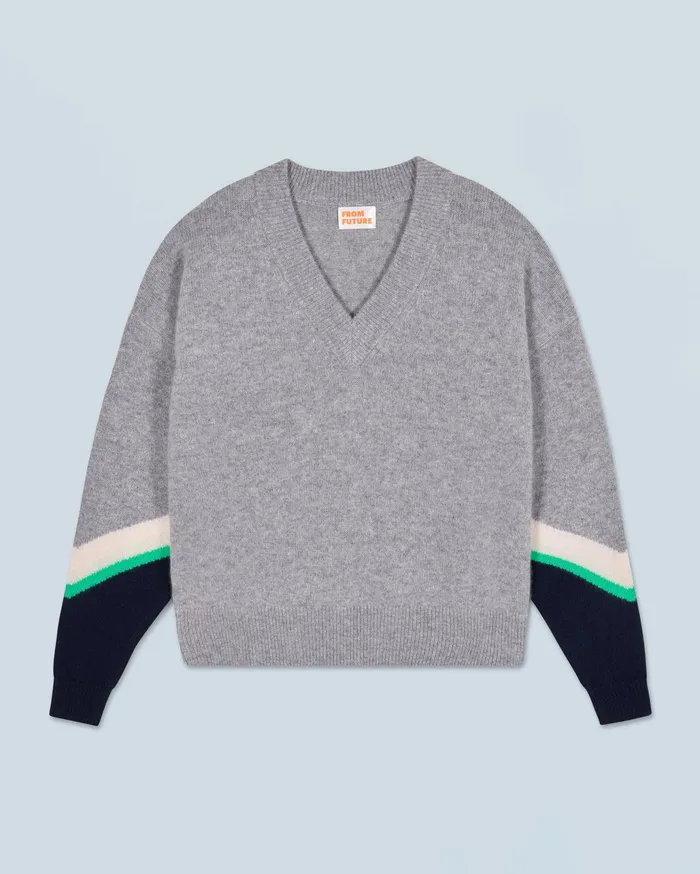 From Future Cashmere Sweaters Women VNeck Sweater Dark Heather Gray