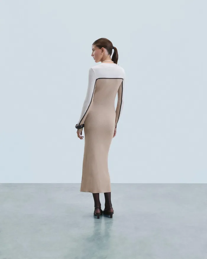 From Future Dresses and Jumpsuits Women Long Dress With Long Sleeves Tropical Camel