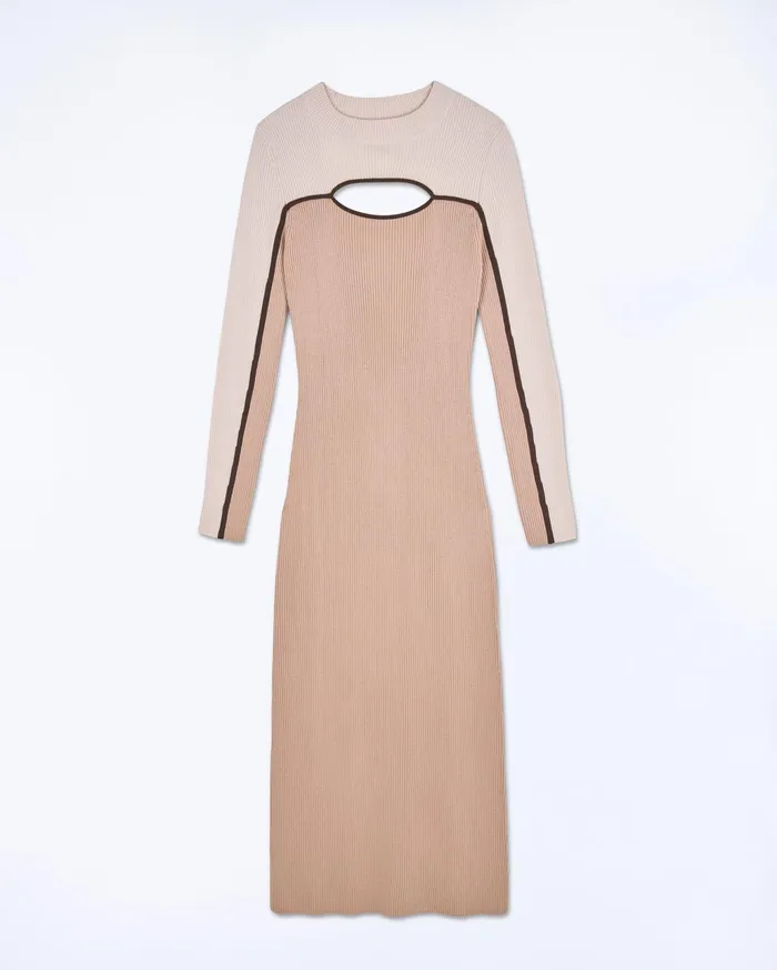 From Future Dresses and Jumpsuits Women Long Dress With Long Sleeves Tropical Camel