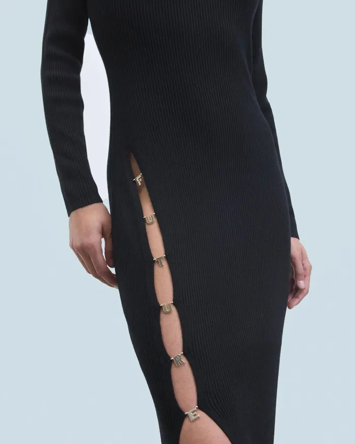 From Future Dresses and Jumpsuits Women Long Sleeve Long Dress Black