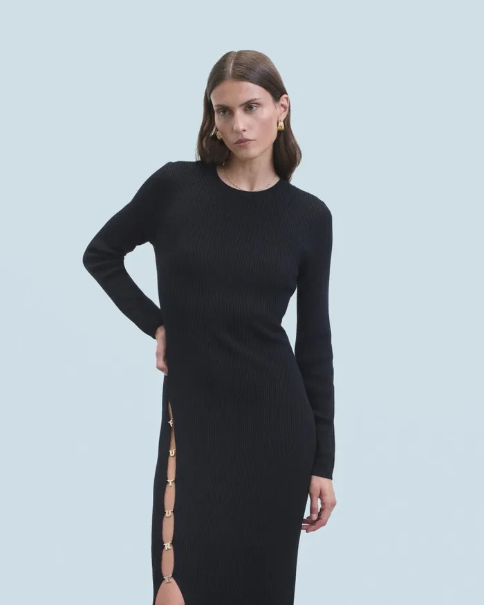 From Future Dresses and Jumpsuits Women Long Sleeve Long Dress Black