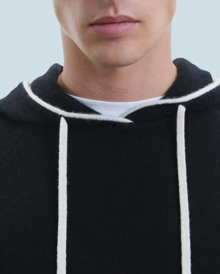 From Future Hoodies Men Lightweight Contrast Trim Hoodie Sweater Black