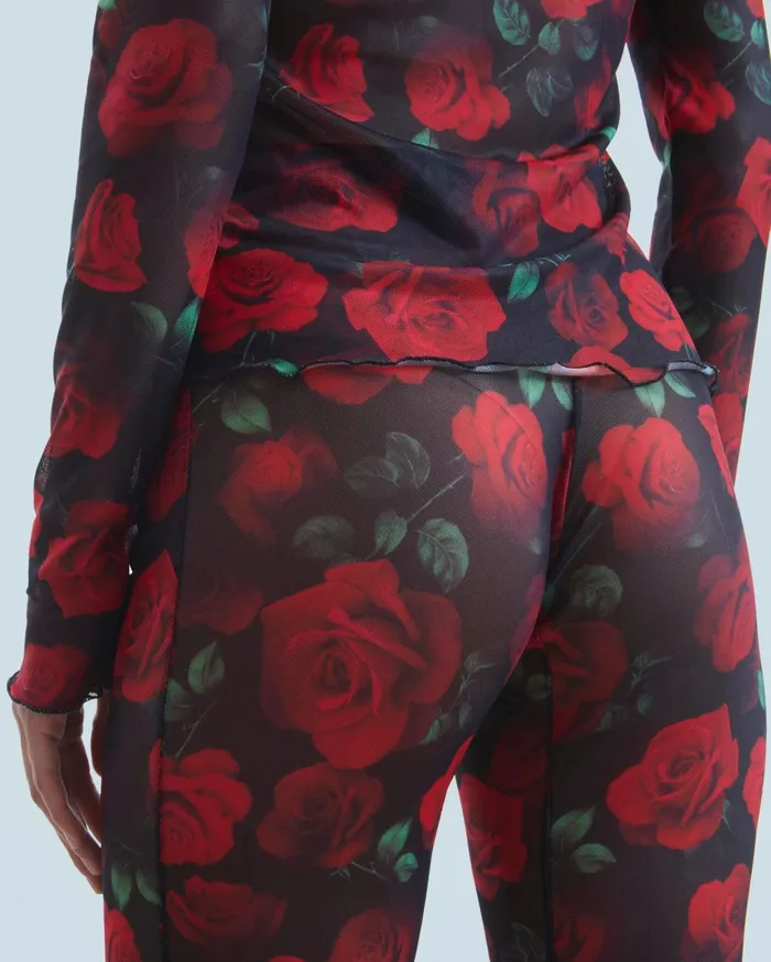 From Future Pants Women Mesh Flare Pants Passionate Rose