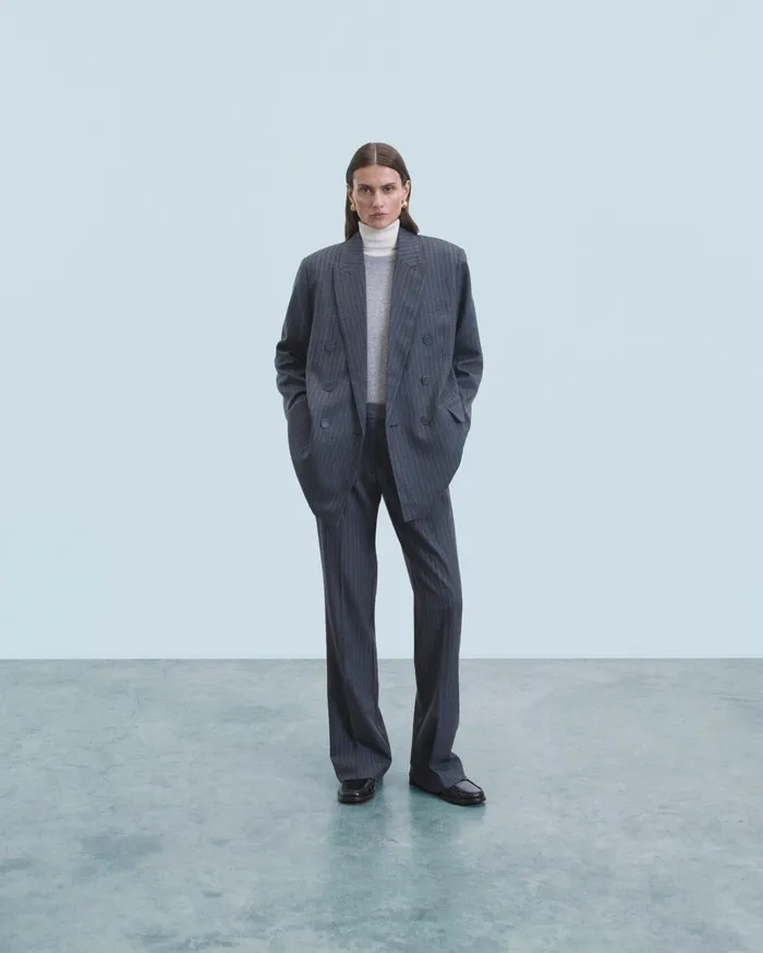 From Future Pants Women Wide Tailoring Trousers Rayures Gris
