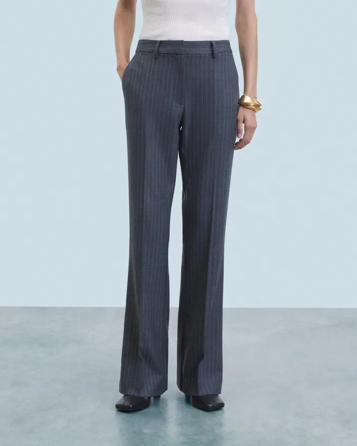 From Future Pants Women Wide Tailoring Trousers Rayures Gris
