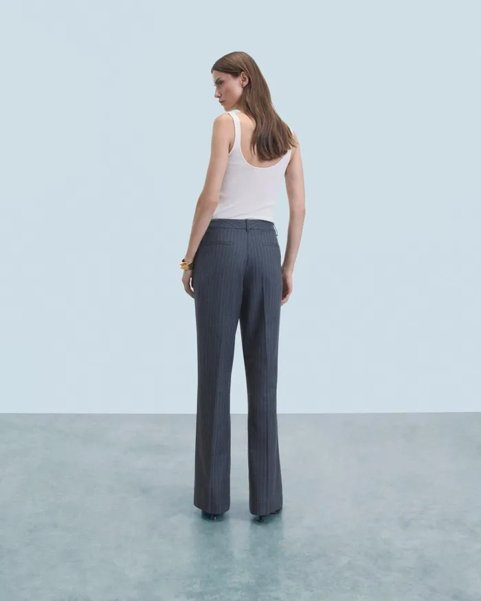 From Future Pants Women Wide Tailoring Trousers Rayures Gris