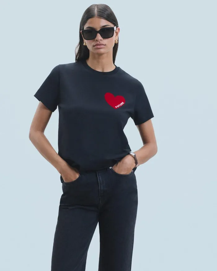 From Future Shirts TShirts and Tops Women Heart Crewneck TShirt Black