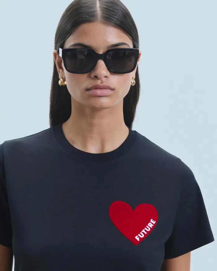 From Future Shirts TShirts and Tops Women Heart Crewneck TShirt Black