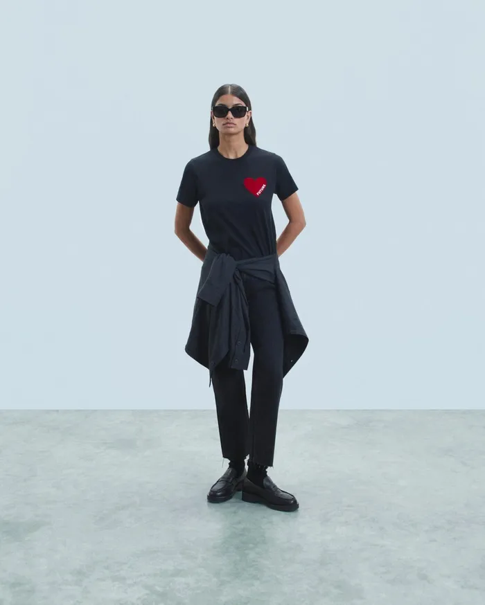 From Future Shirts TShirts and Tops Women Heart Crewneck TShirt Black